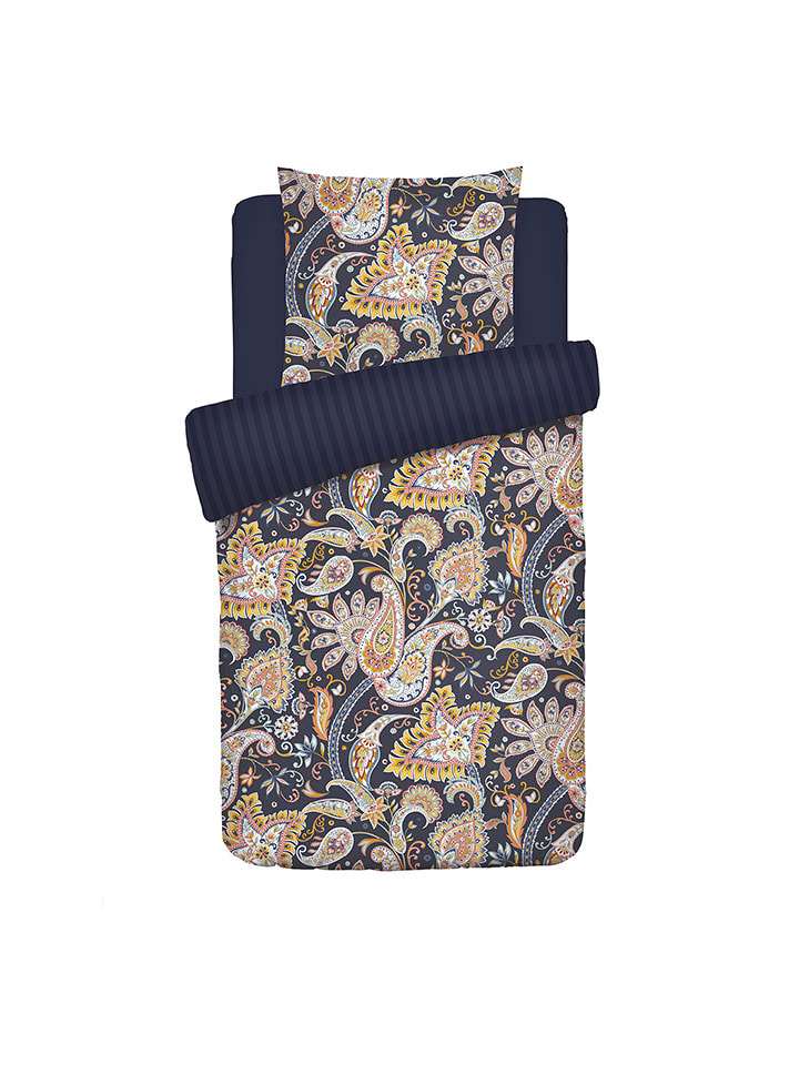 maison héritage PARIS Komplet pościeli satynowej w kolorze złoto-granatowym rozmiar: 200x220 cm