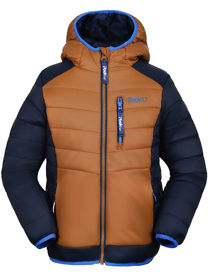 Peek U Całoroczna kurtka pikowana "Caspian" w kolorze jasnobrązowo-granatowym rozmiar: 110