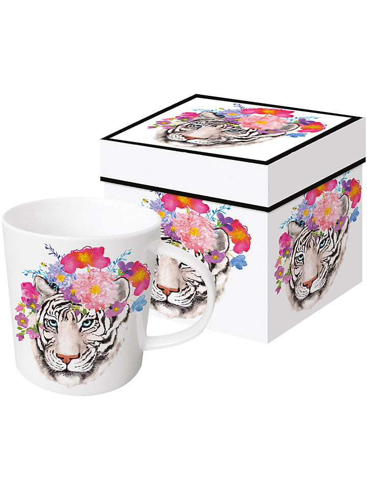 ppd Kubek jumbo "Flora Tiger" w kolorze beżowo-różowym - 350 ml rozmiar: onesize