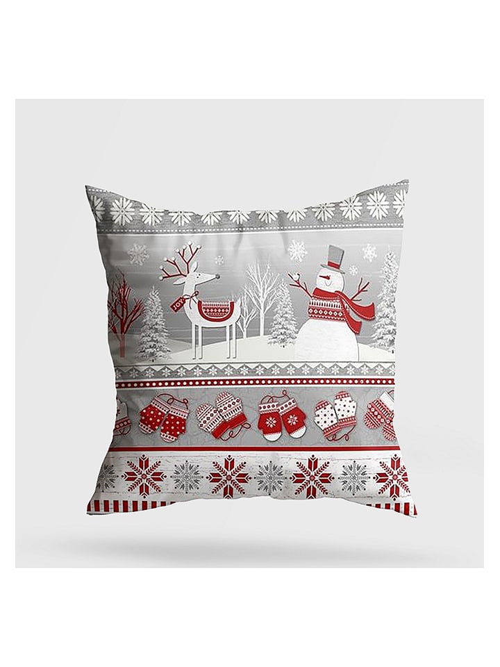 Colorful Cotton Poduszka w kolorze szaro-czerwonym rozmiar: 43x43 cm