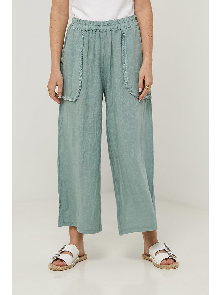 Rodier Lin Lniane spodnie w kolorze zielonym rozmiar: M/L