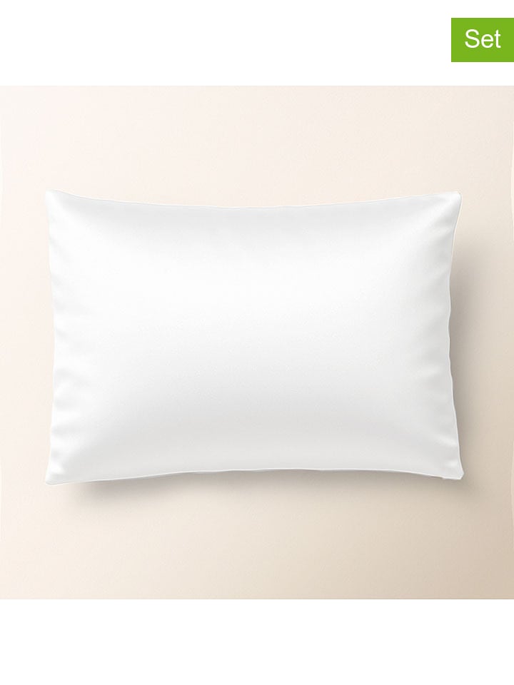 Pierre Cardin Satynowe poszewki (2 szt.) "Iris" w kolorze białym na poduszkę rozmiar: 50x80 cm