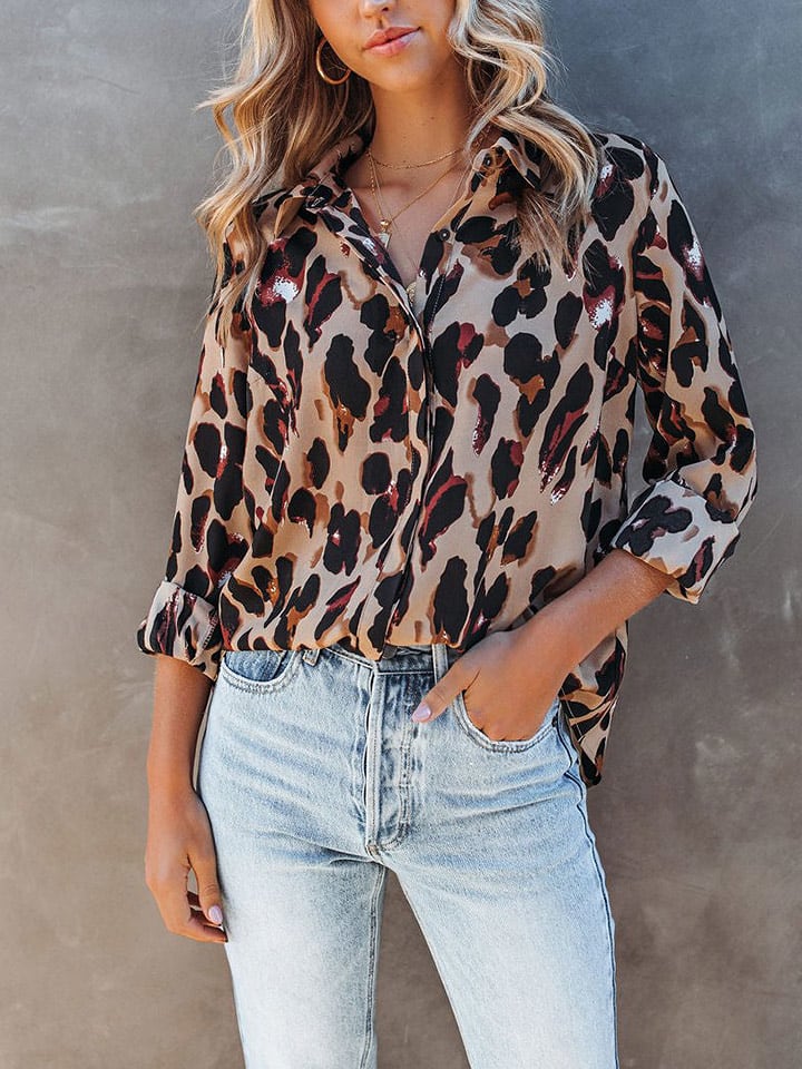 Milan Kiss Bluzka w kolorze jasnobrązowo-czarnym rozmiar: L