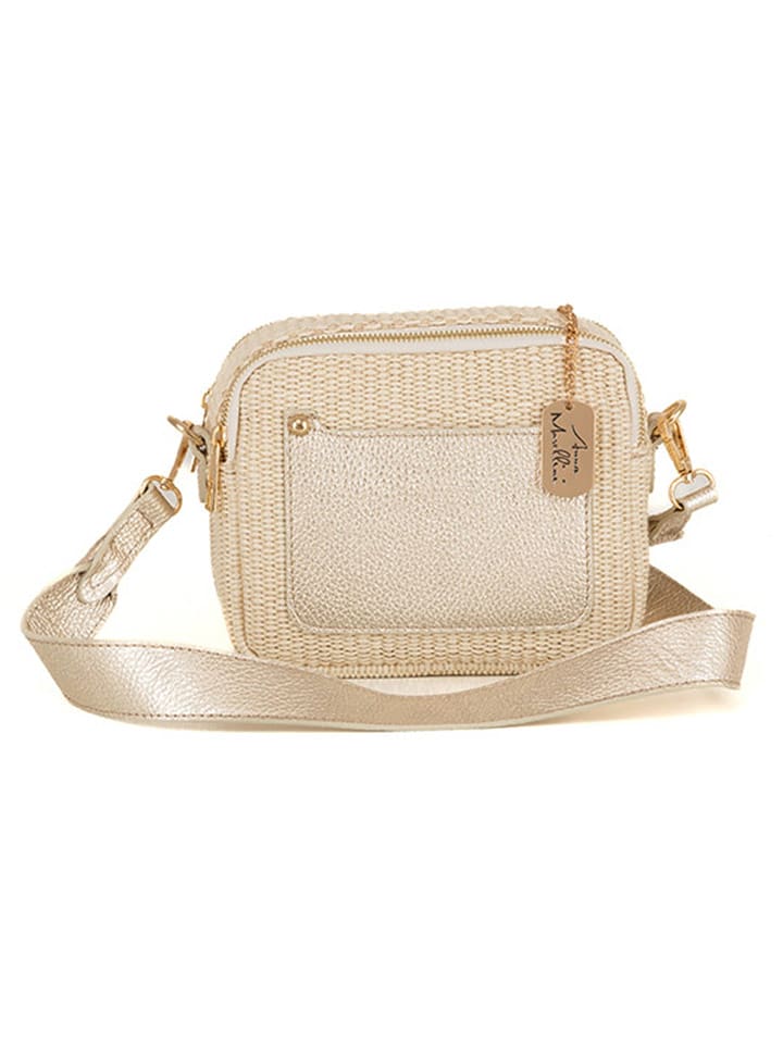 Anna Morellini Skórzana torebka "Ilaria" w kolorze beżowym - 20 x 17 x 8 cm rozmiar: onesize