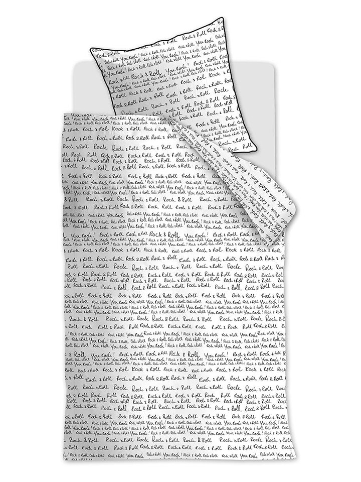 Beddinghouse Komplet pościeli "Rock&Roll" w kolorze biało-czarnym rozmiar: 155x220 cm