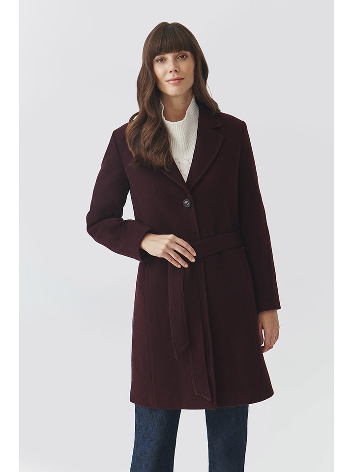 TATUUM Wełniany płaszcz w kolorze bordowym rozmiar: 46