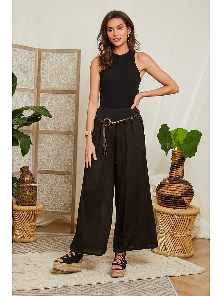 Lin Passion Lniane spodnie w kolorze czarnym rozmiar: 40/42