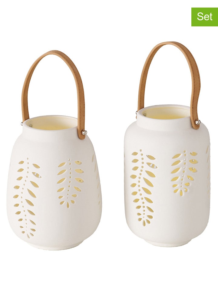 Boltze Świeczniki LED (2 szt.) "Felto" w kolorze białym - 16 cm rozmiar: onesize