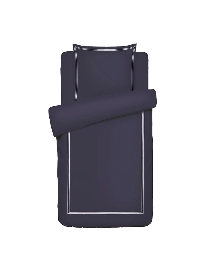 maison héritage PARIS Komplet pościeli satynowej "Paris" w kolorze granatowo-białym rozmiar: 200x220 cm