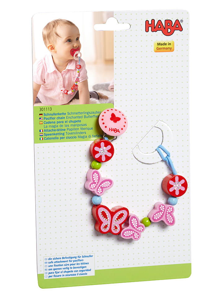 Haba Łańcuszek "Motylek" w kolorze czerwono-jasnoróżówym - 0+ rozmiar: onesize