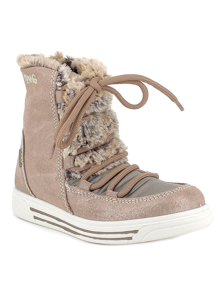 Primigi Skórzane botki zimowe w kolorze beżowym rozmiar: 28