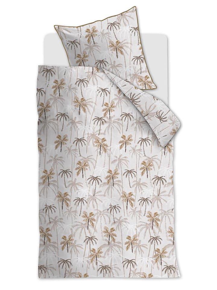 Rivièra Maison Komplet pościeli "Palm Parade" w kolorze kremowym rozmiar: 155x220 cm