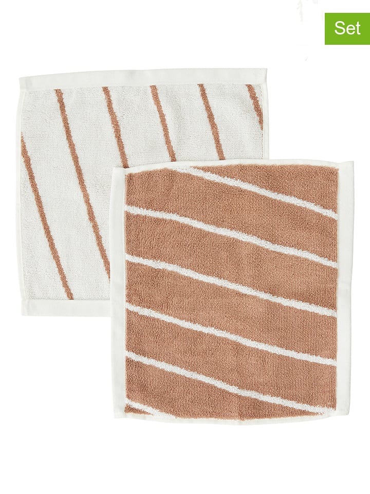 OYOY living design Myjki (2 szt.) "Raita" w kolorze biało-jasnobrązowym - 30 x 30 cm rozmiar: onesize