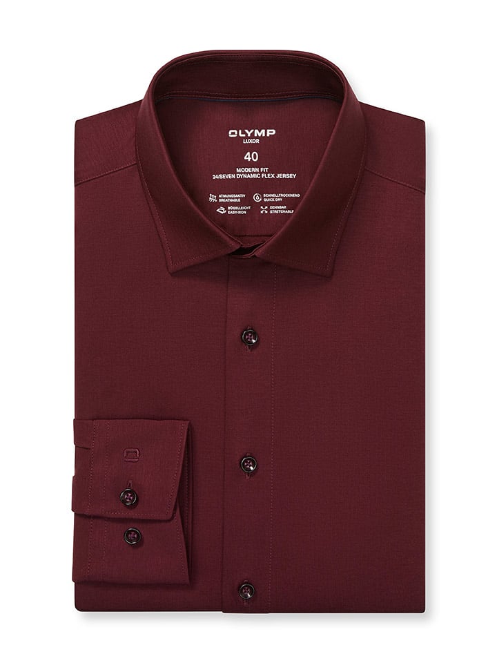OLYMP Koszula "Luxor" - Modern fit - w kolorze bordowym rozmiar: 44
