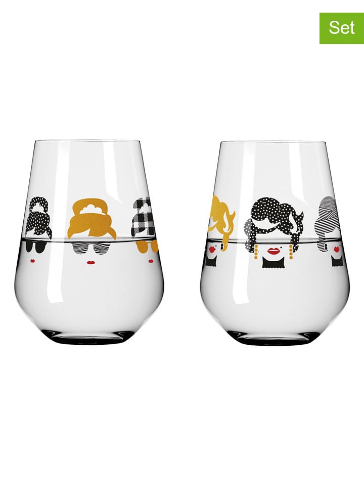 RITZENHOFF Szklanki (2 szt.) "Online Fashion" w kolorze czarno-jasnobrązowym - 500 ml rozmiar: onesize