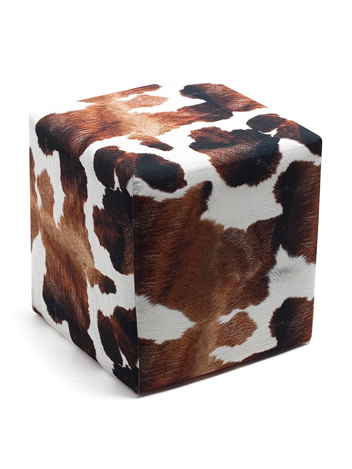 Evila Puf "Milky" w kolorze brązowo-czarno-białym - 40 x 40 x 40 cm rozmiar: onesize