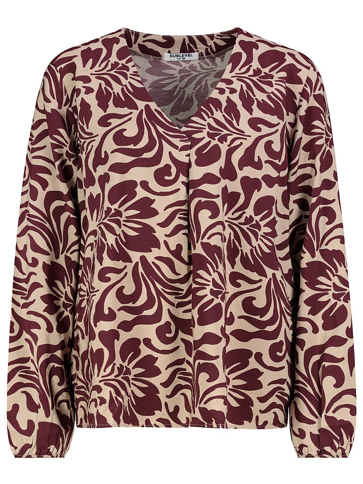 Sublevel Bluzka w kolorze beżowo-bordowym rozmiar: XL