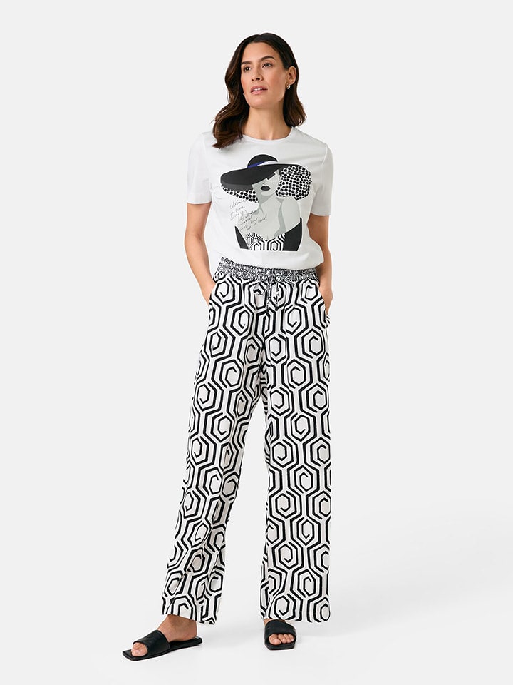 Gerry Weber Spodnie w kolorze biało-czarnym rozmiar: 42