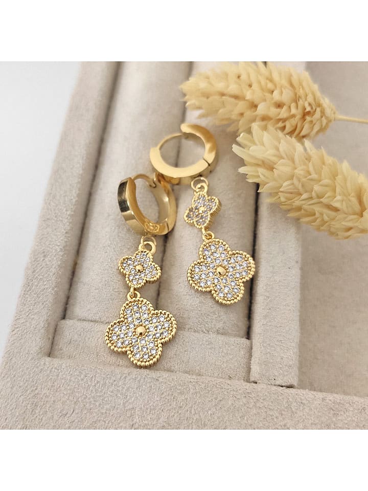 Nakkash Pozłacane kolczyki-kreole z cyrkoniami rozmiar: onesize