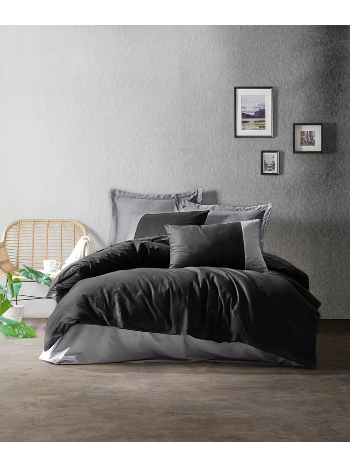 Colorful Cotton Komplet pościeli renforcé w kolorze czarno-szarym rozmiar: 155x220 cm