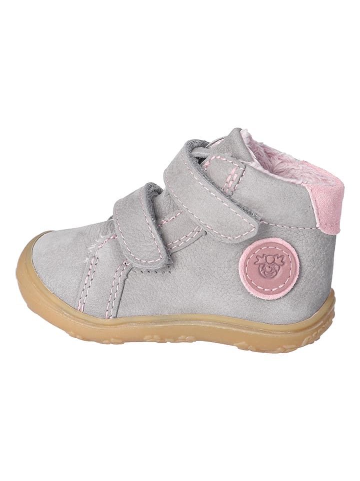 PEPINO Skórzane buty "Gedo" w kolorze szaro-jasnoróżowym do nauki chodzenia rozmiar: 23