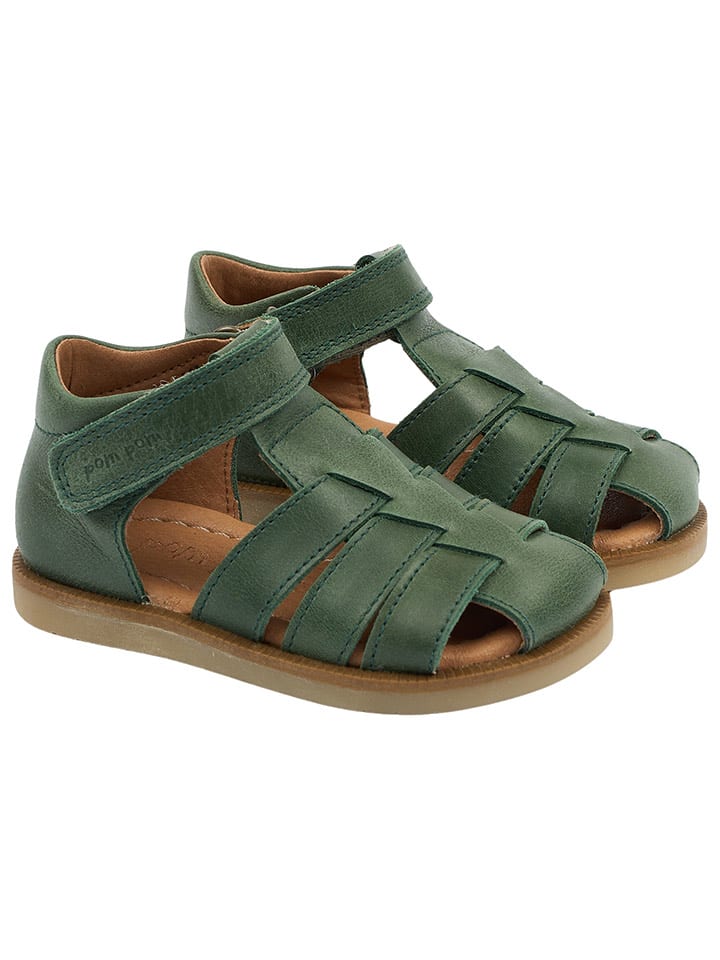 POM POM Skórzane półsandały w kolorze zielonym rozmiar: 24