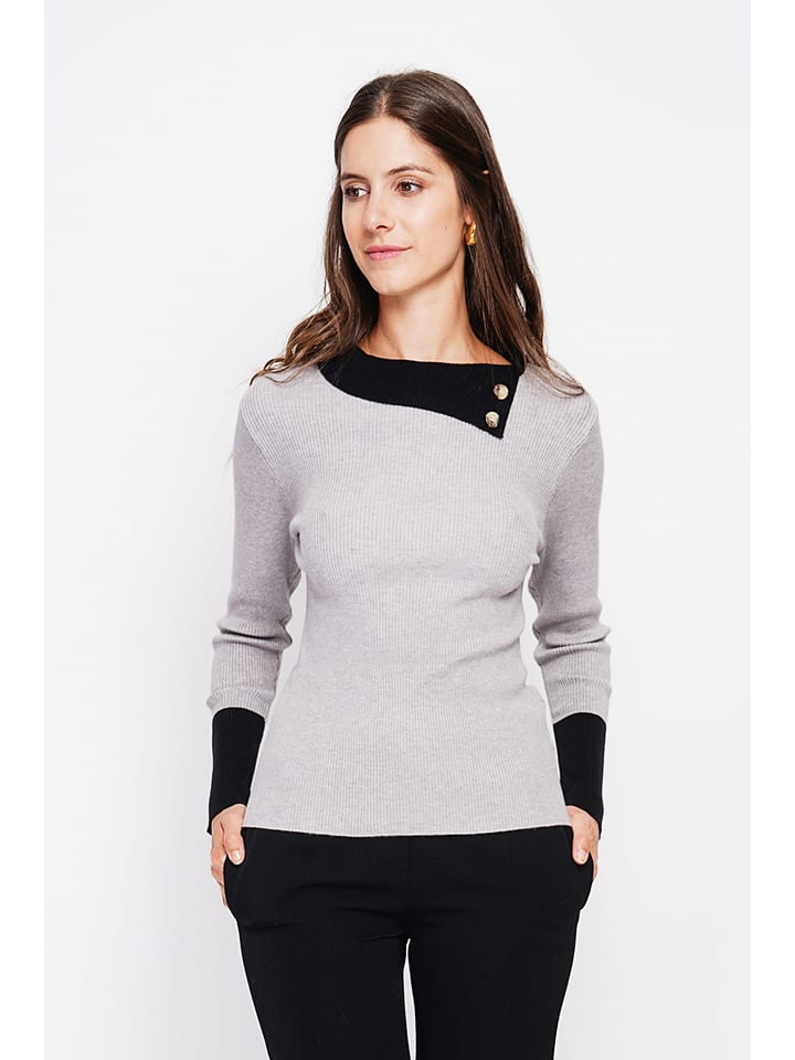 ASSUILI Sweter w kolorze szaro-czarnym rozmiar: 36