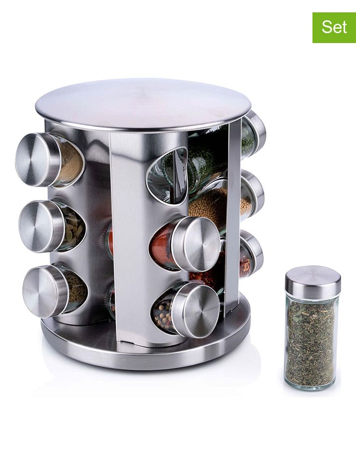 Alpina 13-częściowy zestaw w kolorze srebrnym do przypraw - wys. 23 x Ø 19 cm rozmiar: onesize