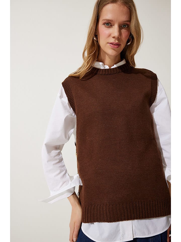 Happiness Istanbul Bezrękawnik w kolorze brązowym rozmiar: onesize