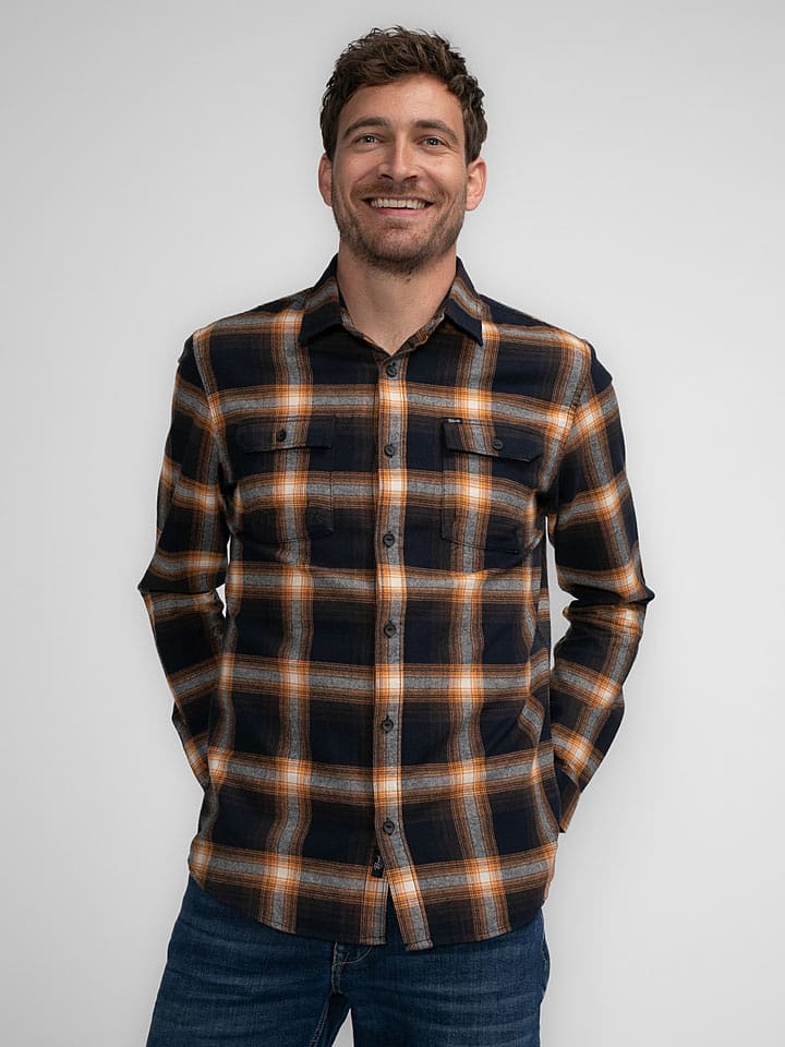 Petrol Industries Koszula - Regular fit - w kolorze czarno-pomarańczowym rozmiar: L