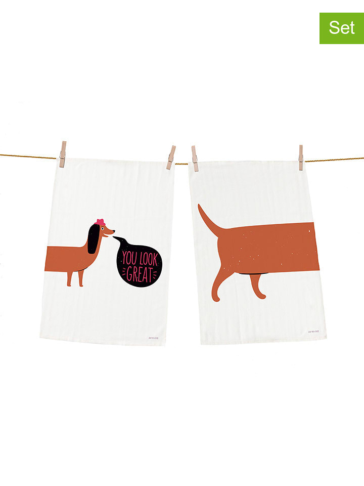 Butter Kings Ściereczki (2 szt.) w kolorze biało-jasnobrązowym - 70 x 50 cm rozmiar: onesize