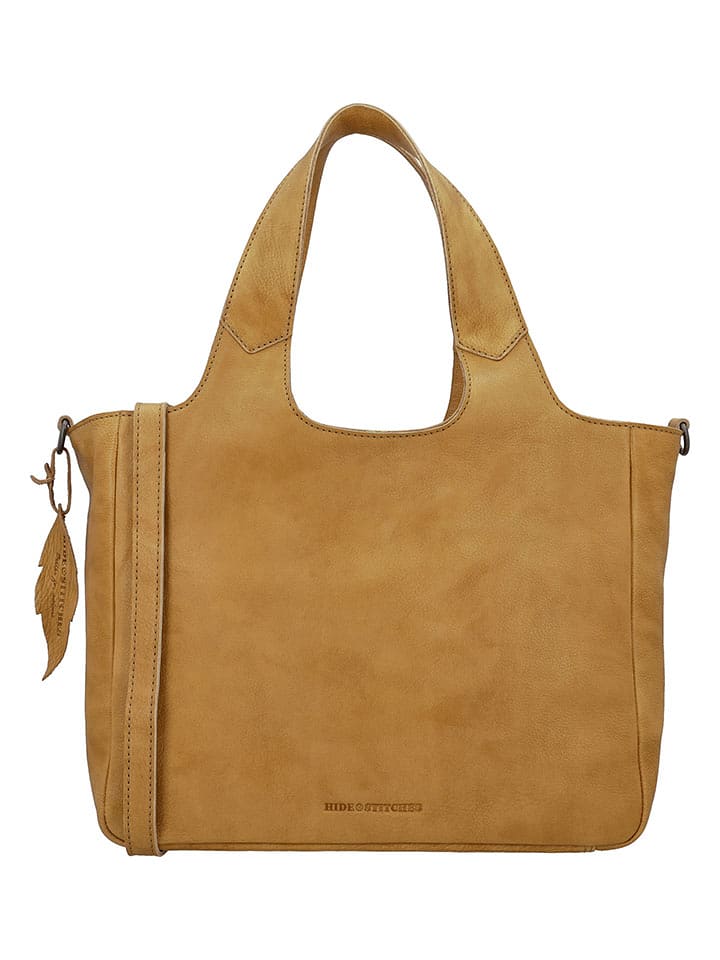 HIDE & STITCHES Skórzana torebka w kolorze jasnobrązowym - 34 x 28 x 15 cm rozmiar: onesize