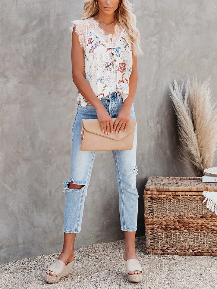 Milan Kiss Bluzka w kolorze kremowym ze wzorem rozmiar: M