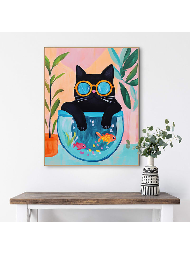 Orangewallz Druk artystyczny "Cat Fish" w ramce rozmiar: 40x50 cm