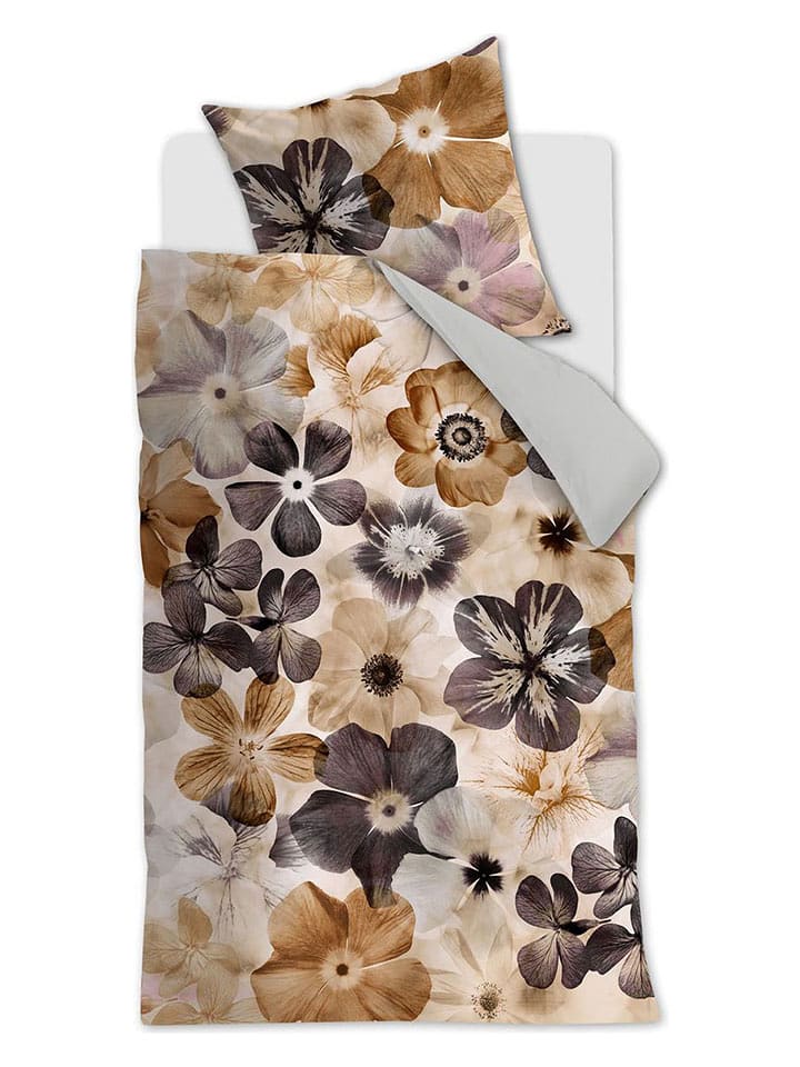 Beddinghouse Komplet pościeli satynowej "Jane" w kolorze beżowo-fioletowym rozmiar: 135x200 cm