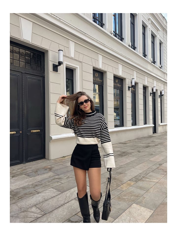 Happiness Istanbul Sweter w kolorze kremowo-czarnym rozmiar: onesize