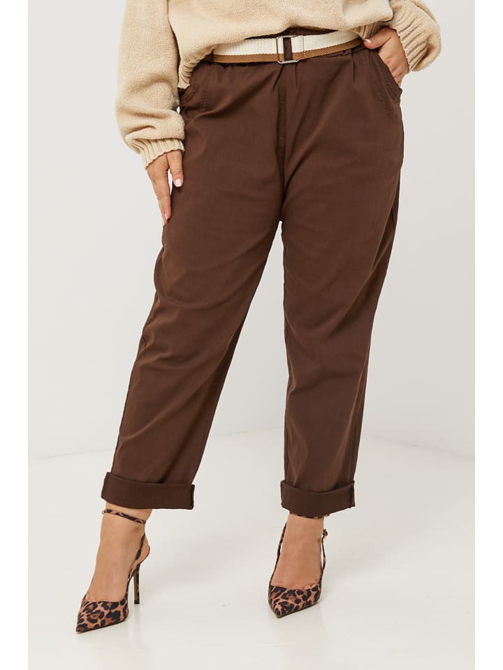 Curvy Lady Spodnie w kolorze brązowym rozmiar: 44/46