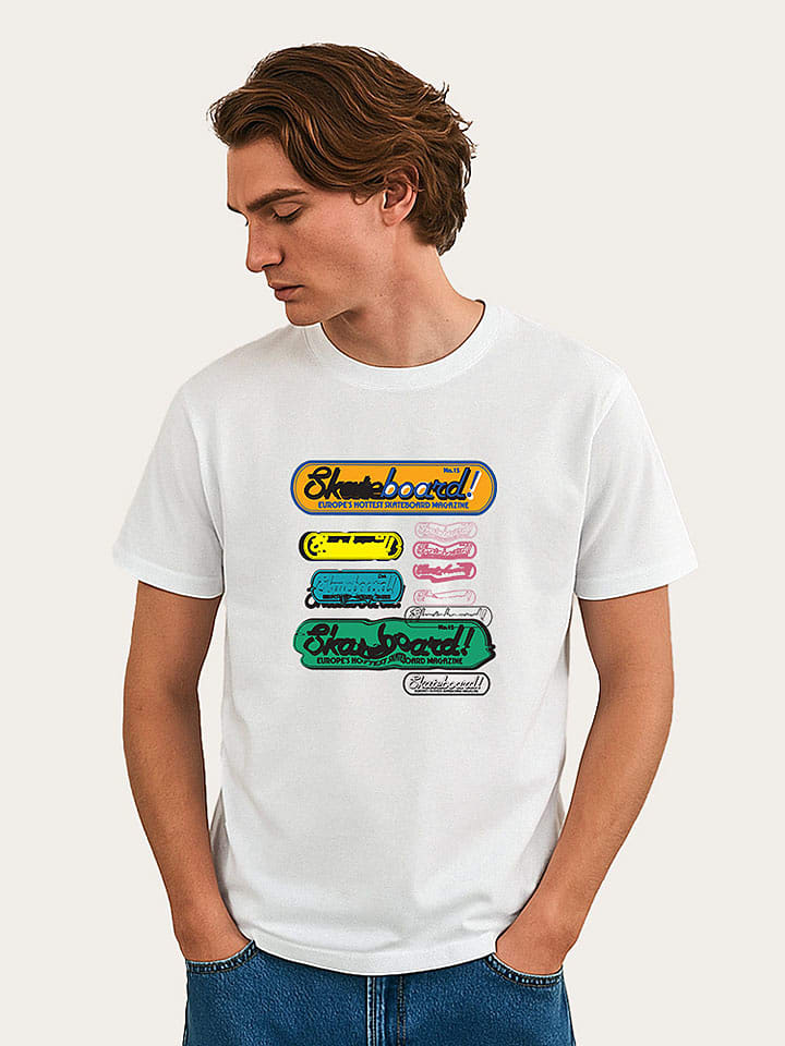 WOOOP Koszulka "Skateboard! Magazine More Static" w kolorze białym rozmiar: M