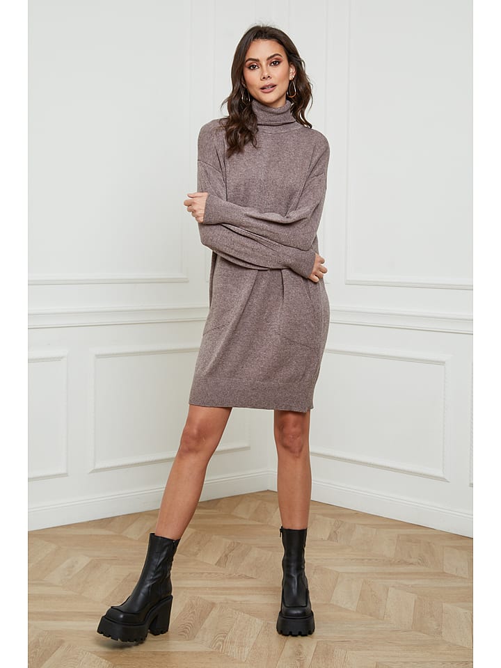 Joséfine Sukienka dzianinowa "Warren" w kolorze szarobrązowym rozmiar: L