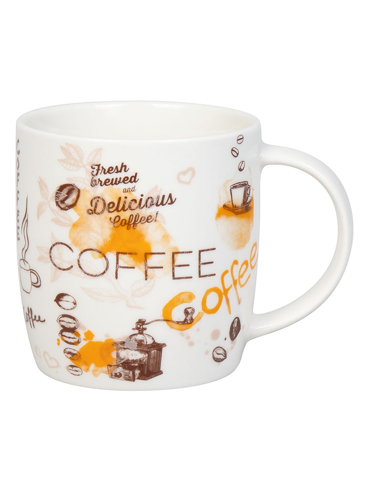 Könitz Kubek jumbo "Delicious Coffee" w kolorze biało-jasnobrązowym - 400 ml rozmiar: onesize