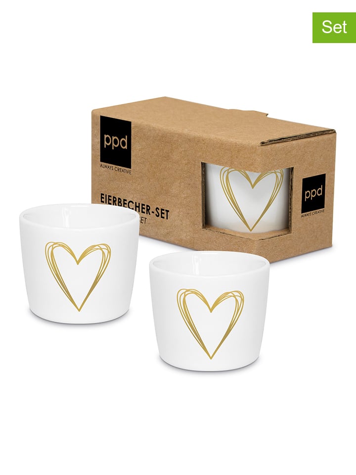 ppd Kieliszki (2 szt.) w kolorze białym na jajka - wys. 4,8 cm x Ø 5,2 cm rozmiar: onesize