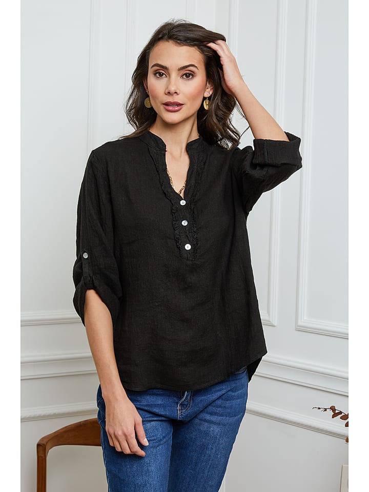 Joséfine Lniana bluzka w kolorze czarnym rozmiar: XXL