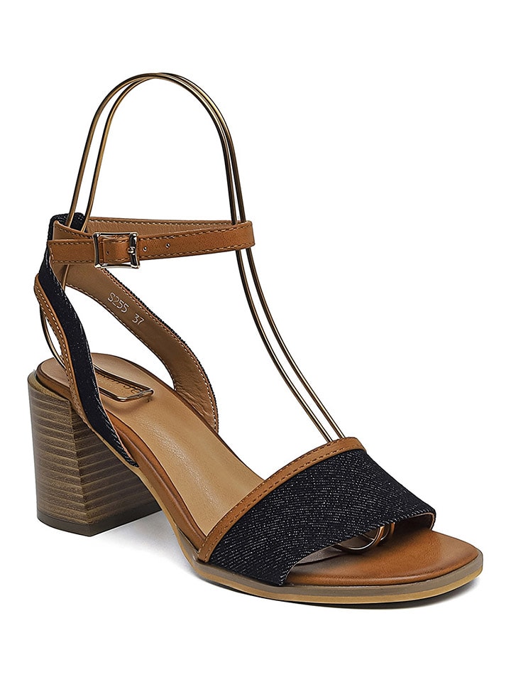 Sixth Sens Sandały w kolorze czarno-jasnobrązowym na obcasie rozmiar: 39