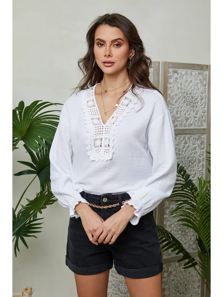 Lin Passion Bluzka w kolorze białym rozmiar: 36/38