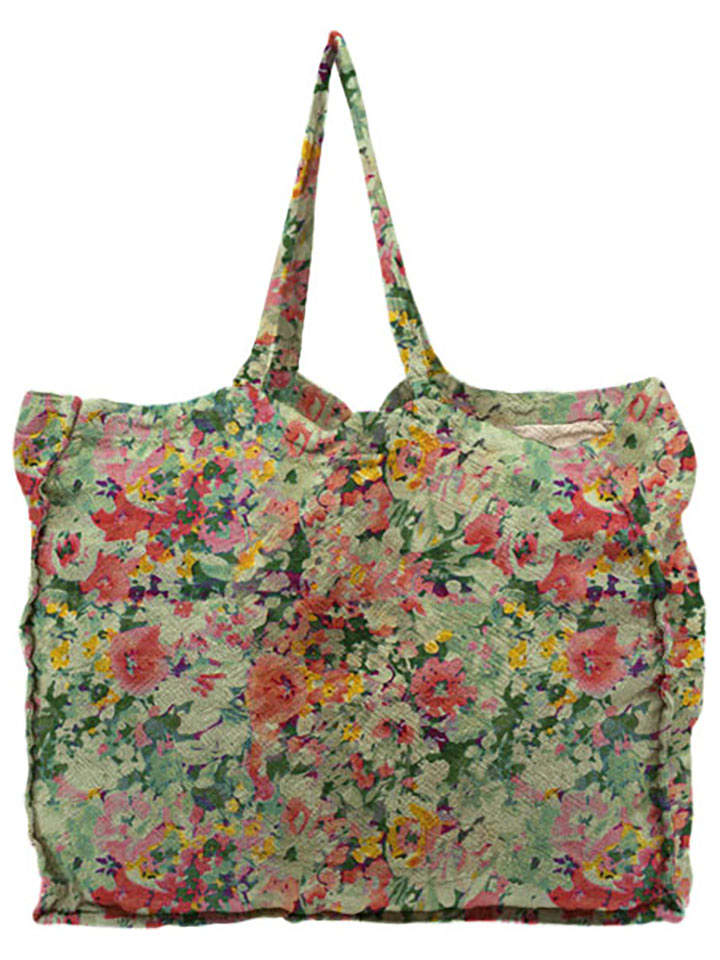 Madre Selva Shopper bag "Green Garden" w kolorze zielono-jasnoróżowym - 50 x 40 x 7 cm rozmiar: onesize