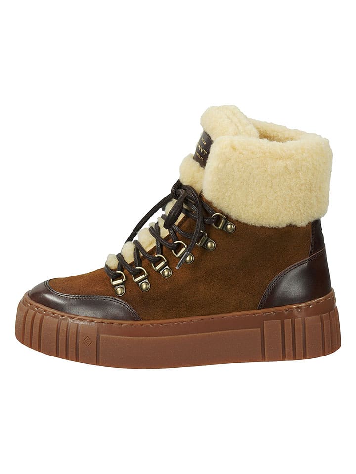 GANT Footwear Skórzane botki zimowe "Snowmont" w kolorze jasnobrązowo-kremowym rozmiar: 37