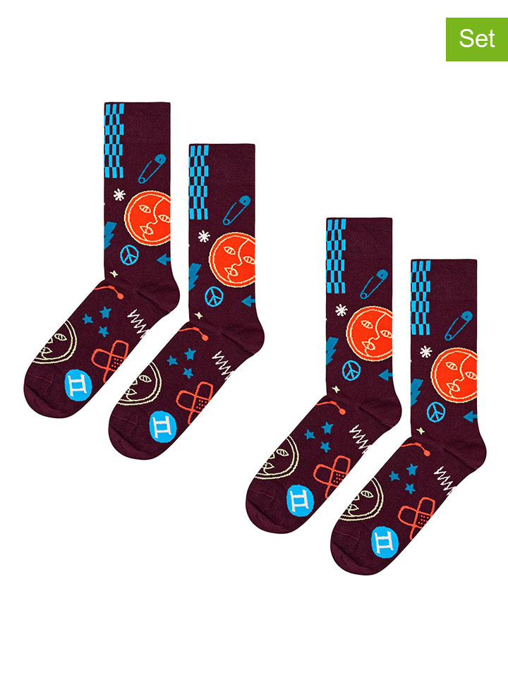 Happy Socks Skarpety (2 pary) w kolorze fioletowo-błękitnym rozmiar: 36-40