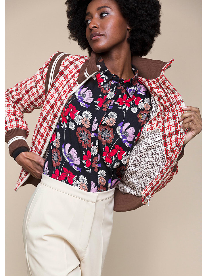 4funkyflavours Kurtka przejściowa "Distance" w kolorze czerwono-biało-brązowym rozmiar: M