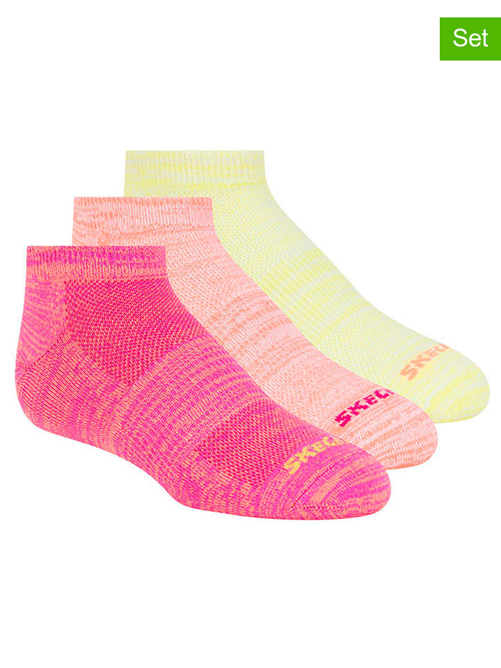Skechers Skarpety (3 pary) w kolorze różowo-żółtym rozmiar: 36-38