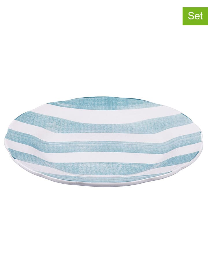Villa d´Este Talerze (6 szt.) "Versilia" w kolorze biało-turkusowym na owoce - Ø 19 cm rozmiar: onesize